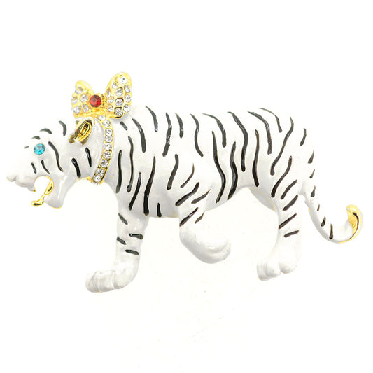 White Tiger Brooch Pin