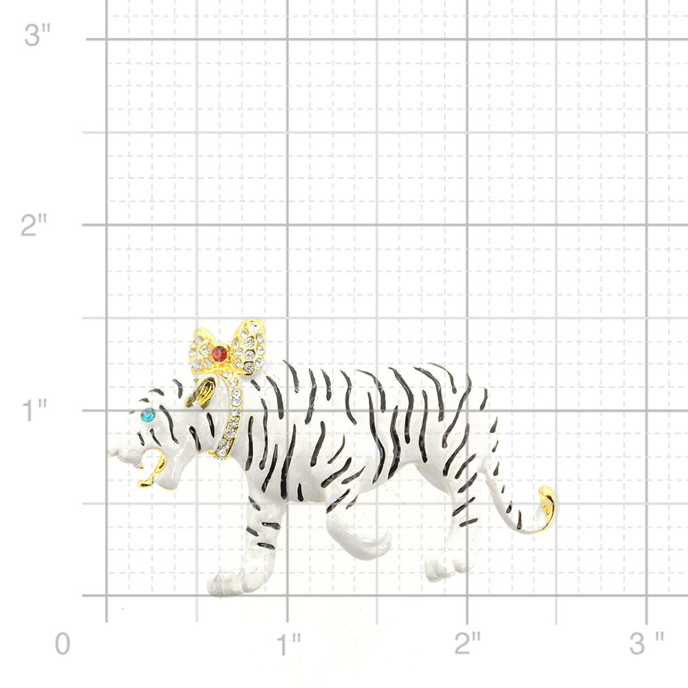 White Tiger Brooch Pin