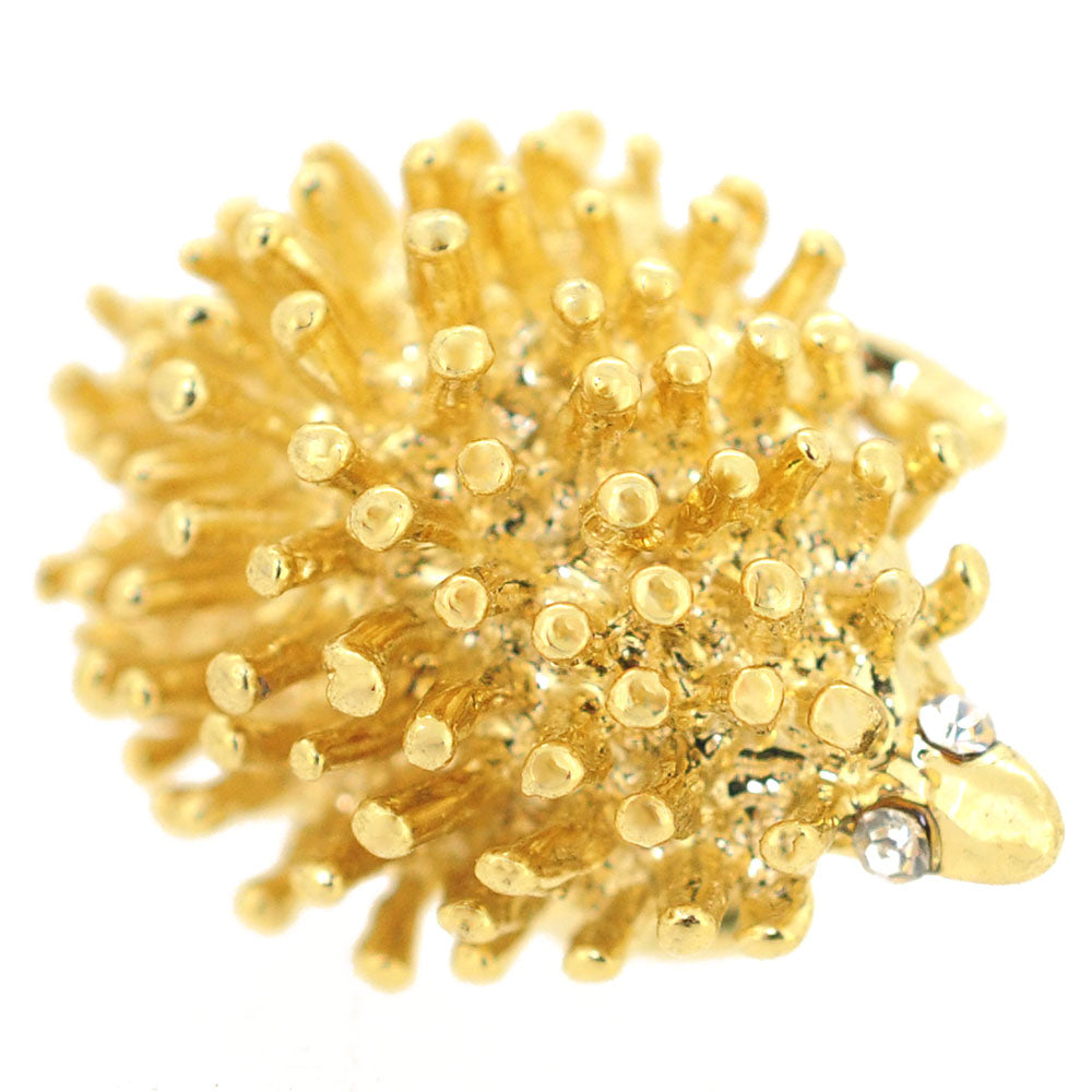 Golden Crystal Hedgehog Brooch Pin