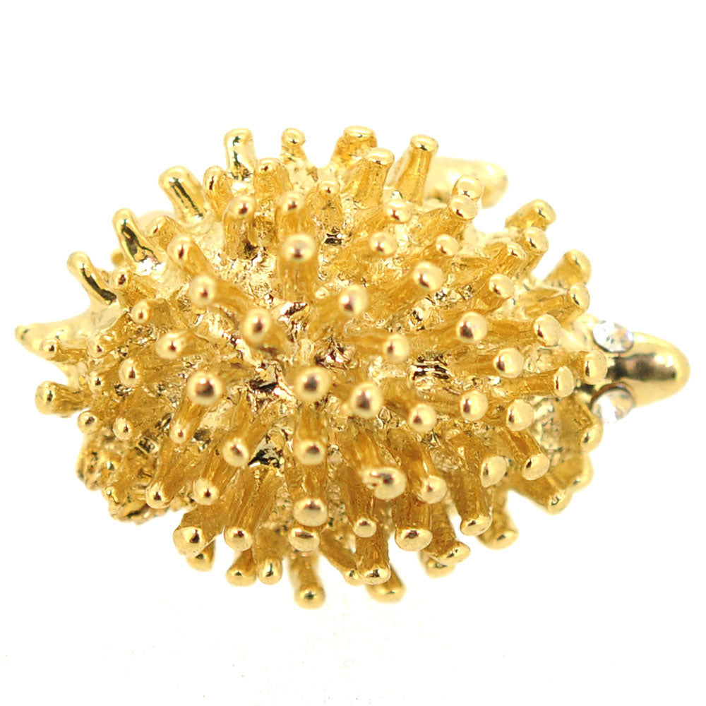 Golden Crystal Hedgehog Brooch Pin