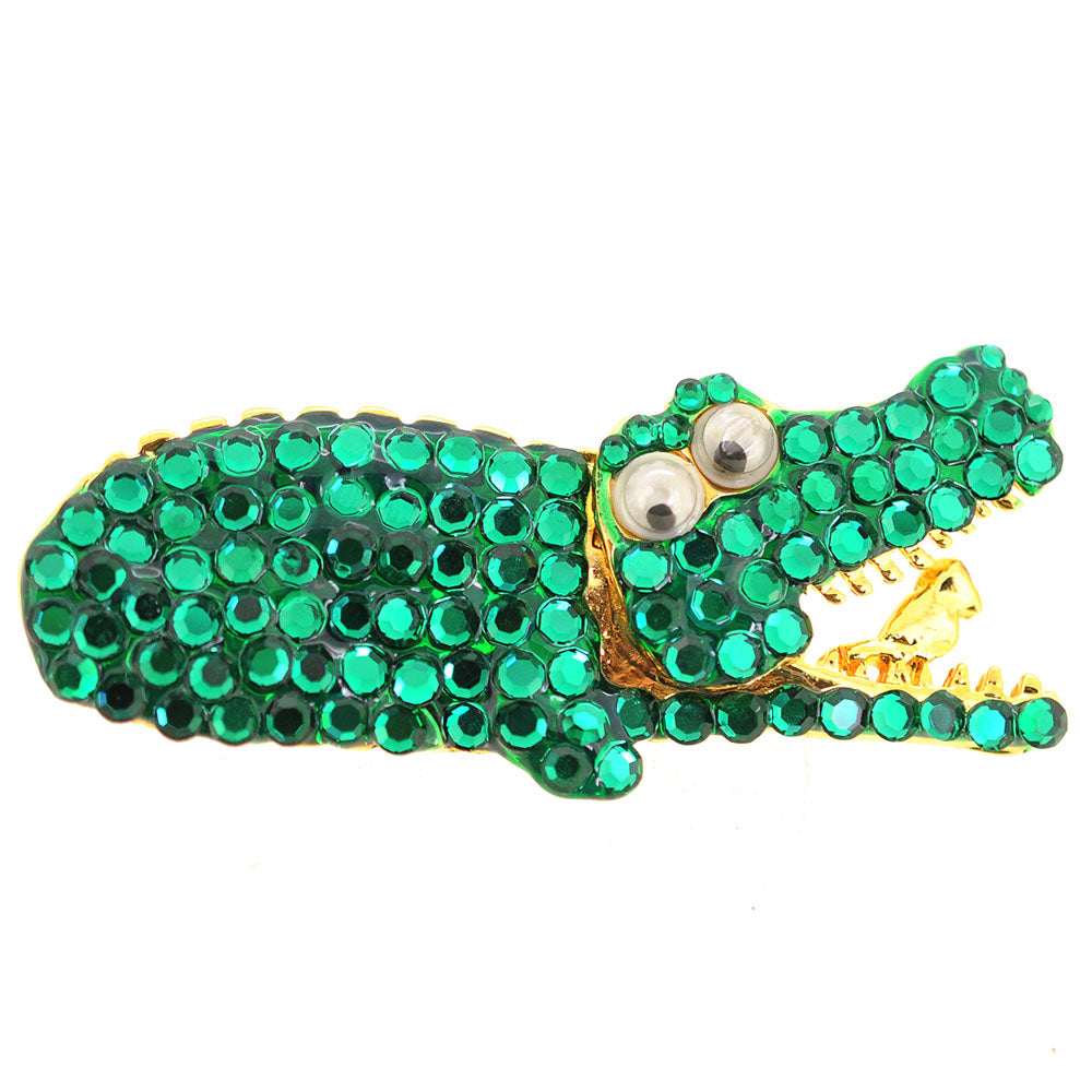 Green Crocodile Pin Brooch