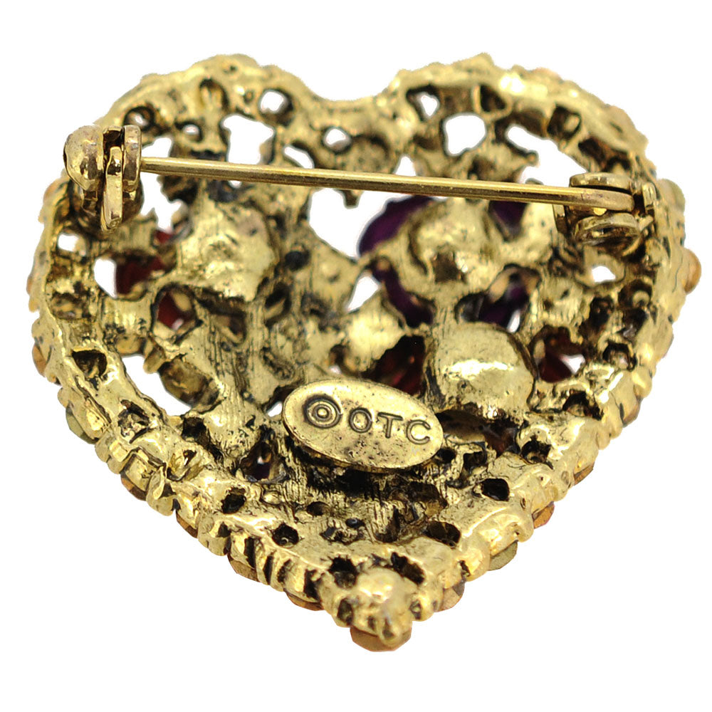 Rose Flower Heart Pin Brooch