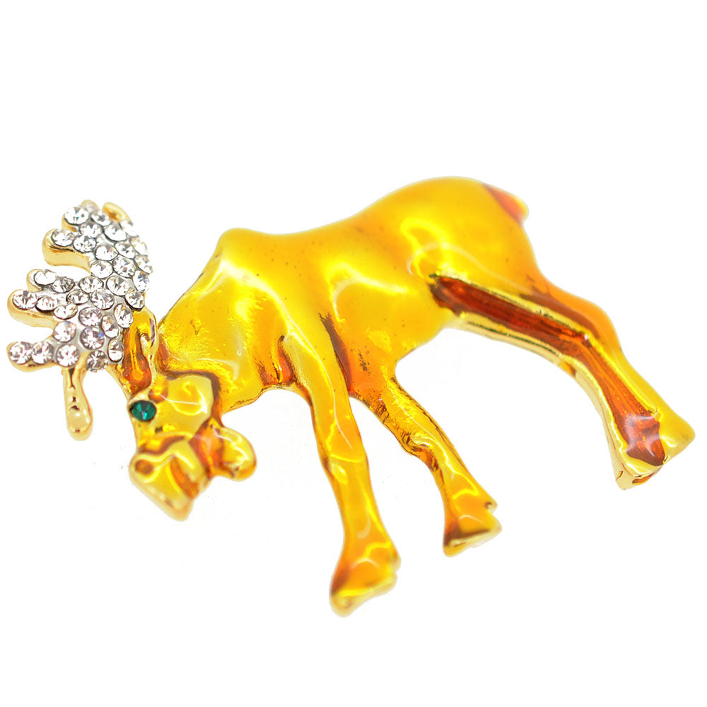 Golden Reindeer Christmas Pin Brooch