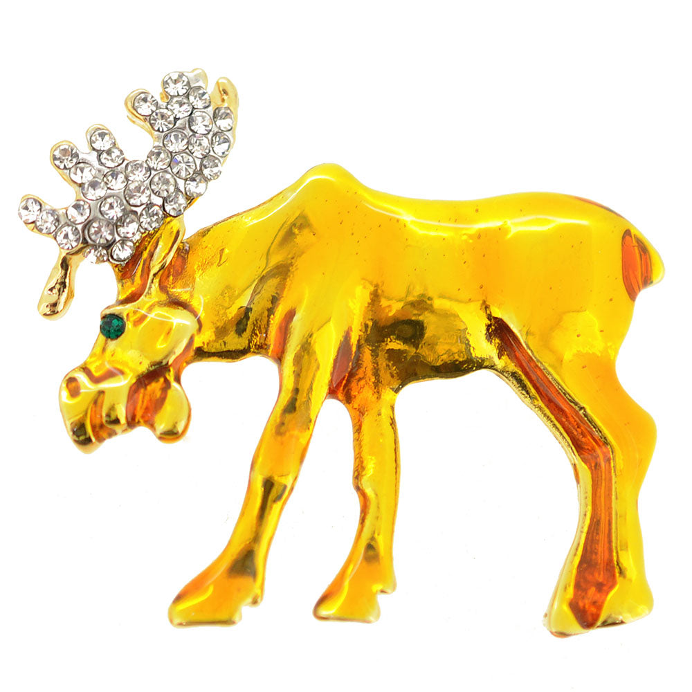 Golden Reindeer Christmas Pin Brooch