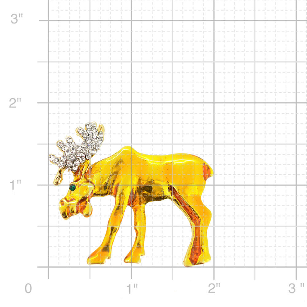 Golden Reindeer Christmas Pin Brooch