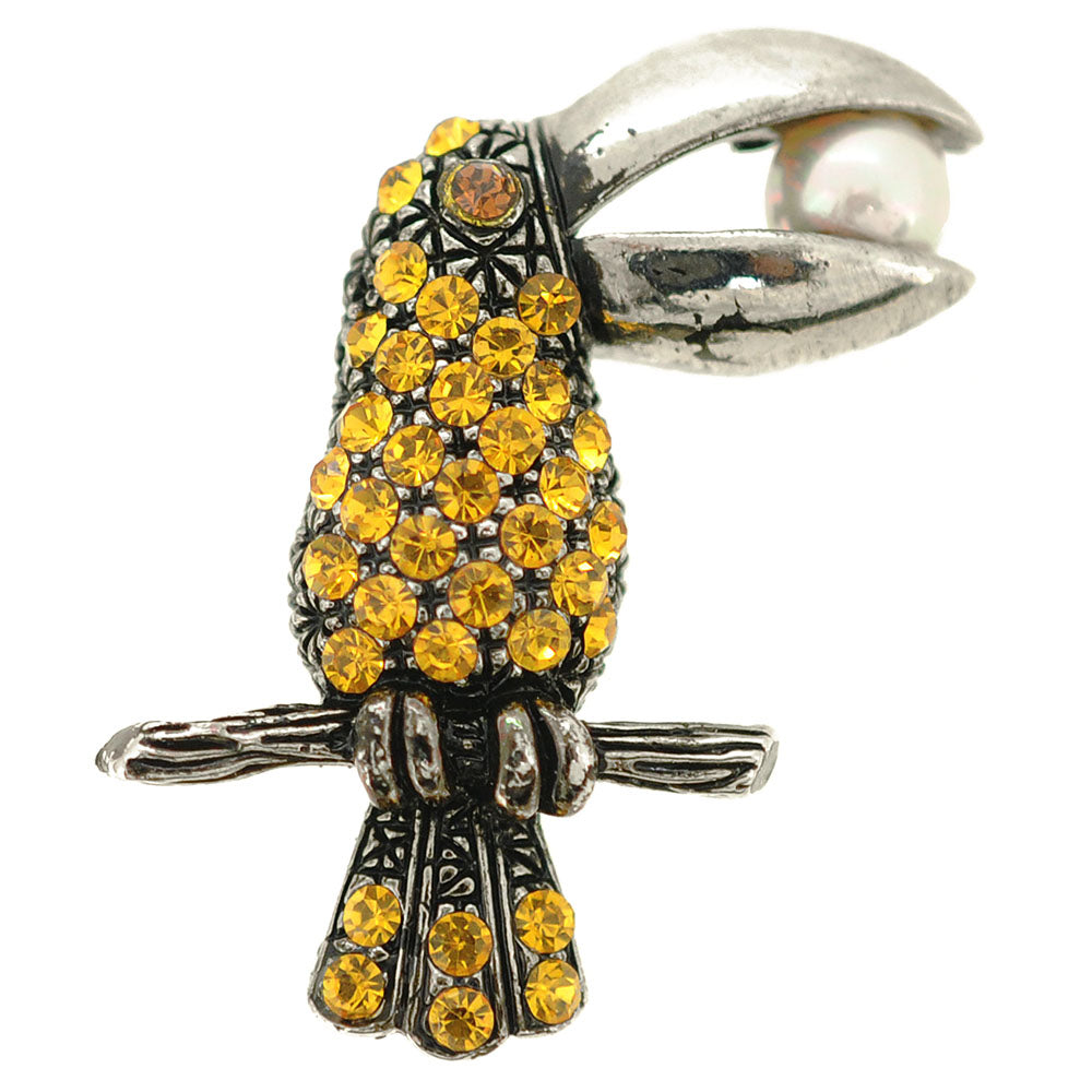 Parrot With Pearl Brooch