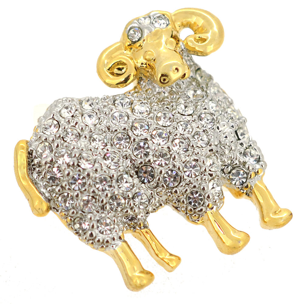 Crystal Sheep Brooch