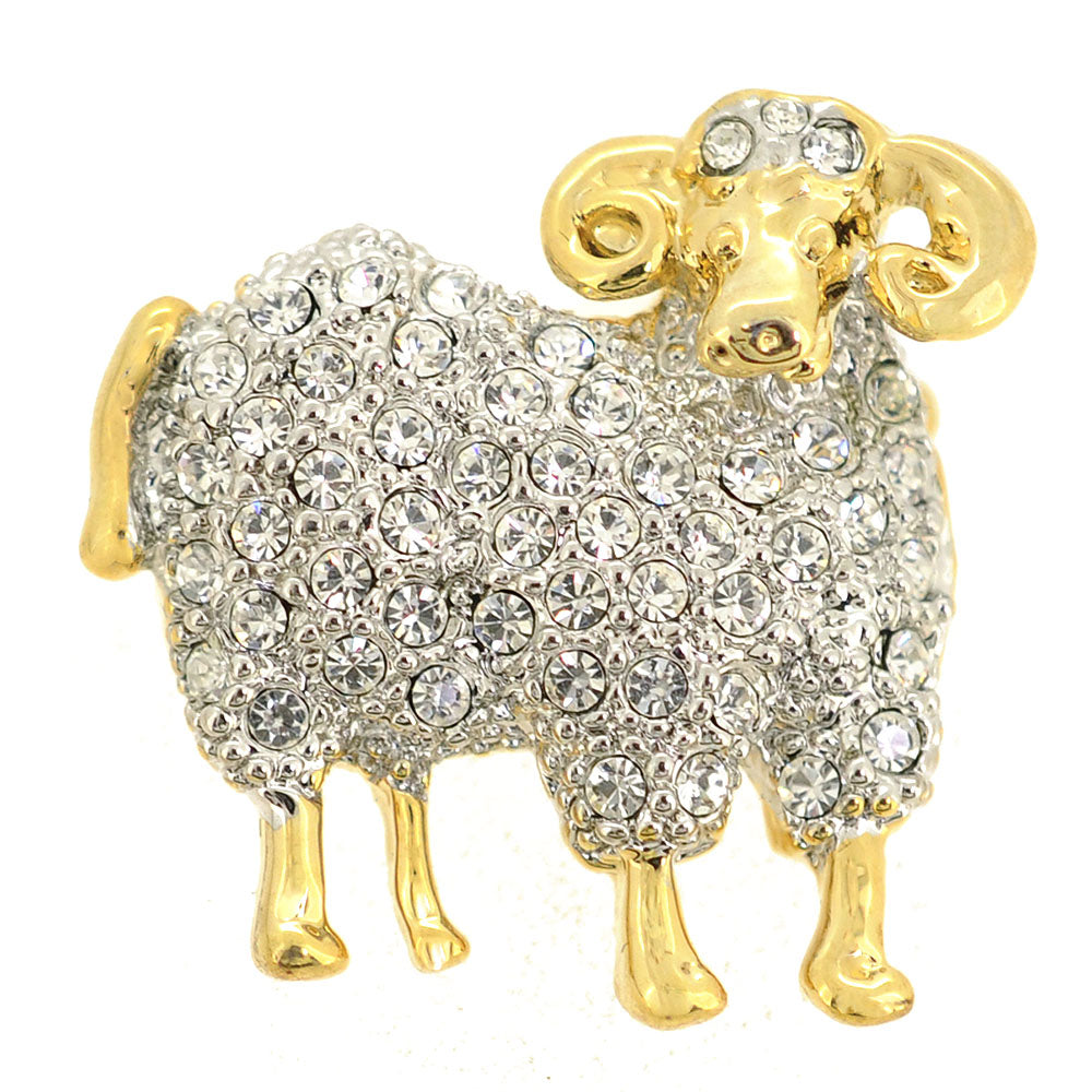 Crystal Sheep Brooch