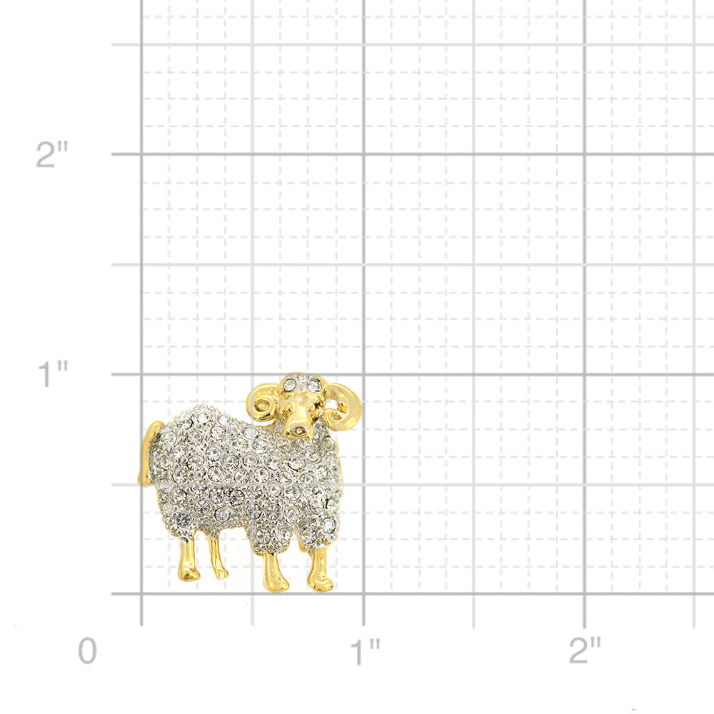 Crystal Sheep Brooch