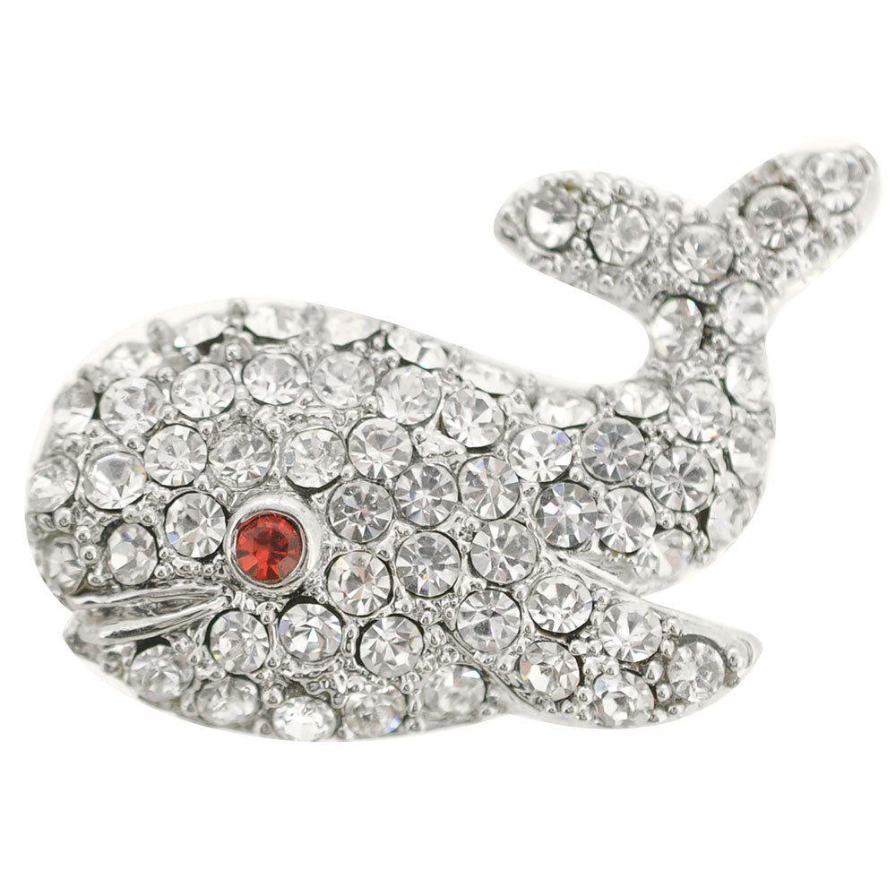 Crystal Whale Brooch