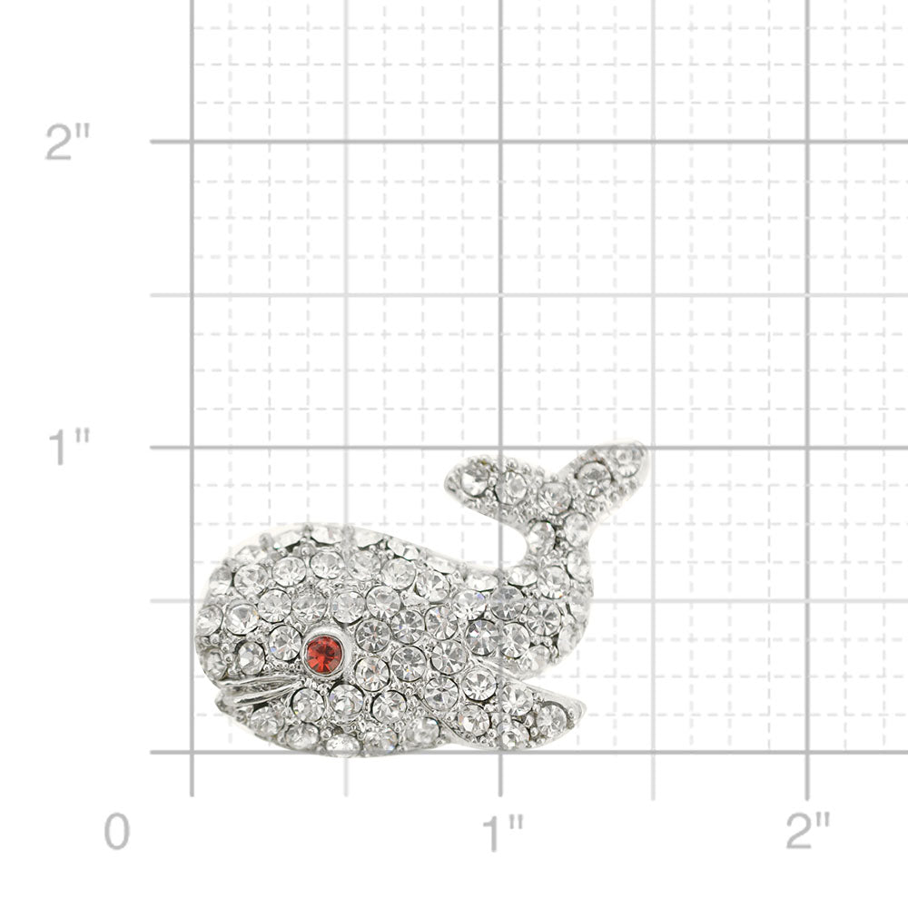 Crystal Whale Brooch