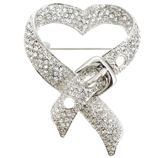 Crystal Belt Heart Valentine Brooch