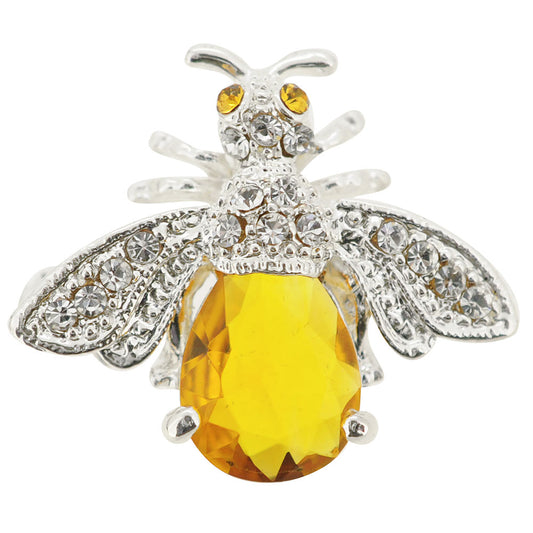 Yellow Crystal Bee Brooch