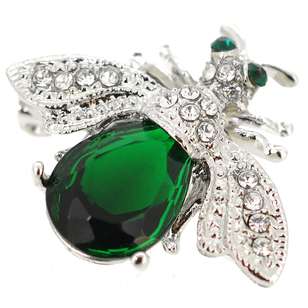 Emerald Crystal Bee Brooch