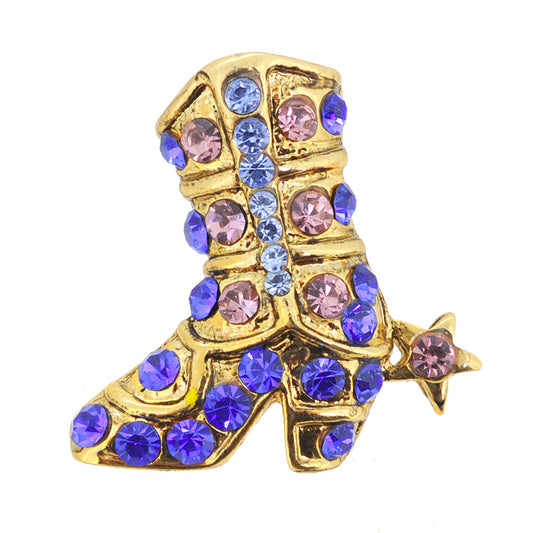 Golden Cowboy Boot With Star Tack Lapel Pin