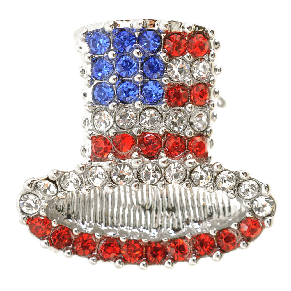 American Flag Top Hat Patriotic Pin Brooch