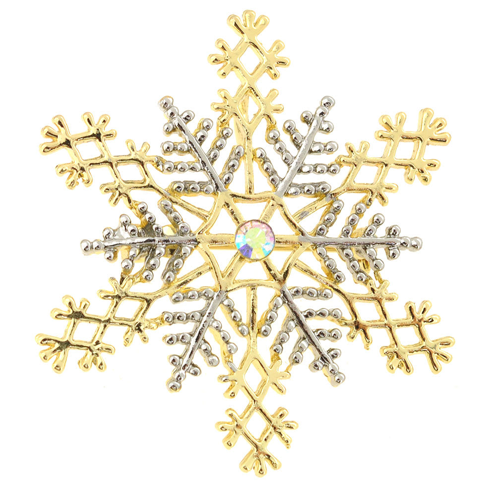 Two-toned Christmas Snowflake Pin Brooch And Pendant