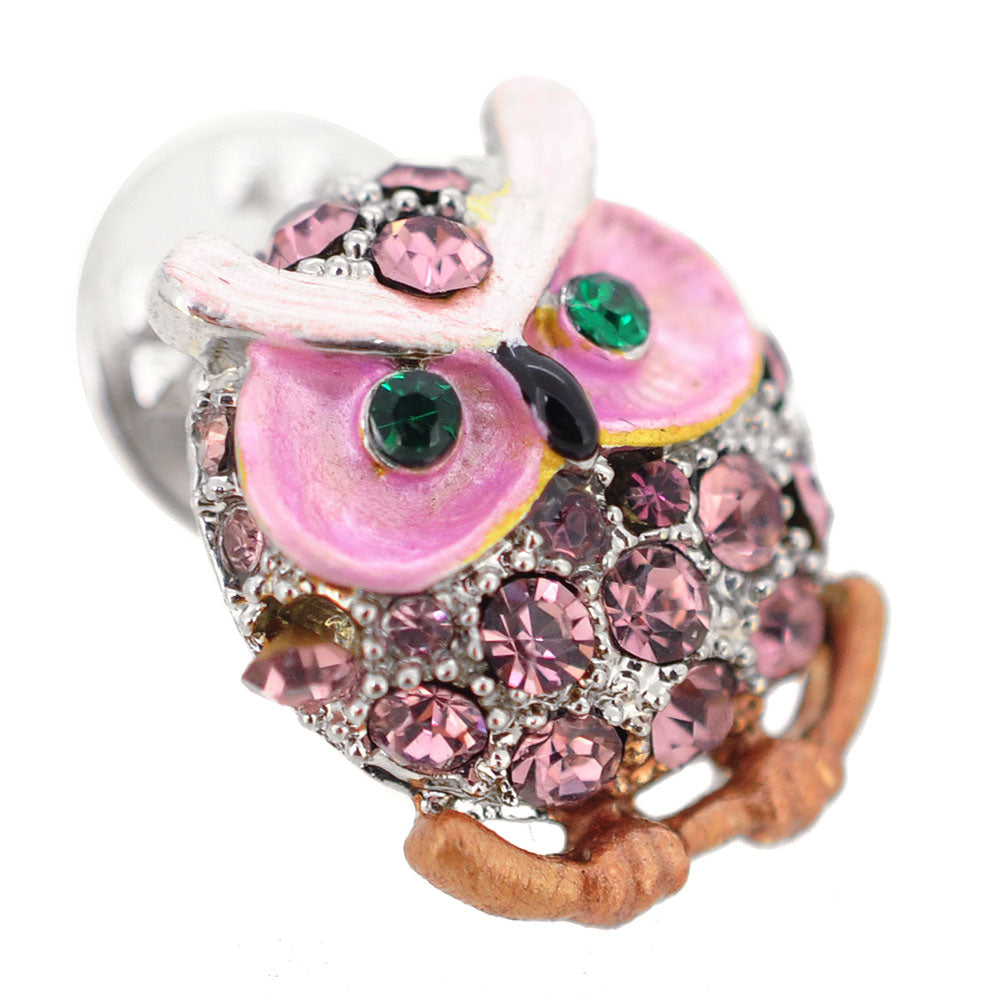 Pink Crystal Owl Lapel Pin
