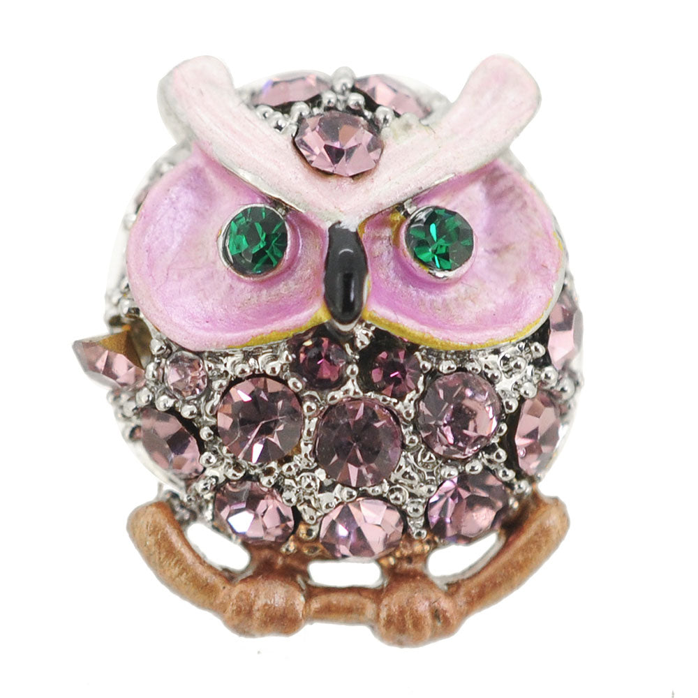 Pink Crystal Owl Lapel Pin