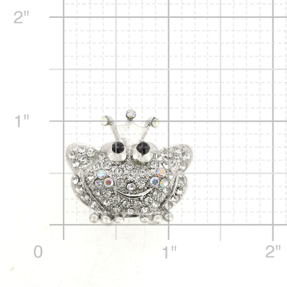 Crystal Frog Prince Pin Brooch