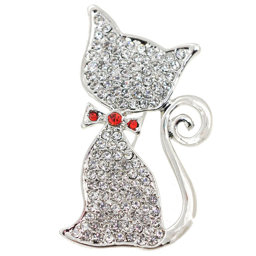 Crystal Cat Pin Brooch