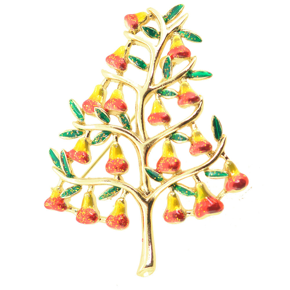 Multi-Color Pear Tree Pin Brooch