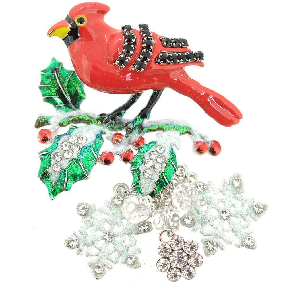 Cardinal Bird Christmas Ornament Pin Brooch