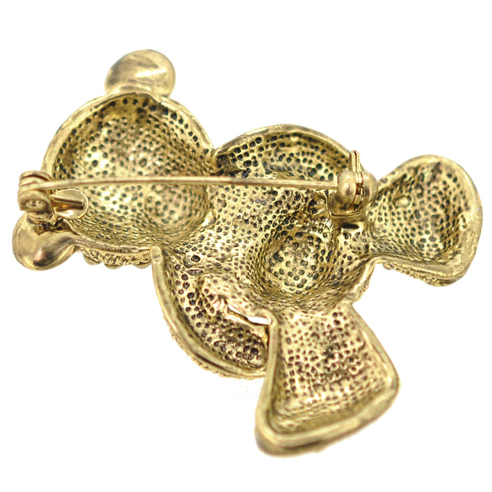 Golden Teddy Crystal Pin Brooch