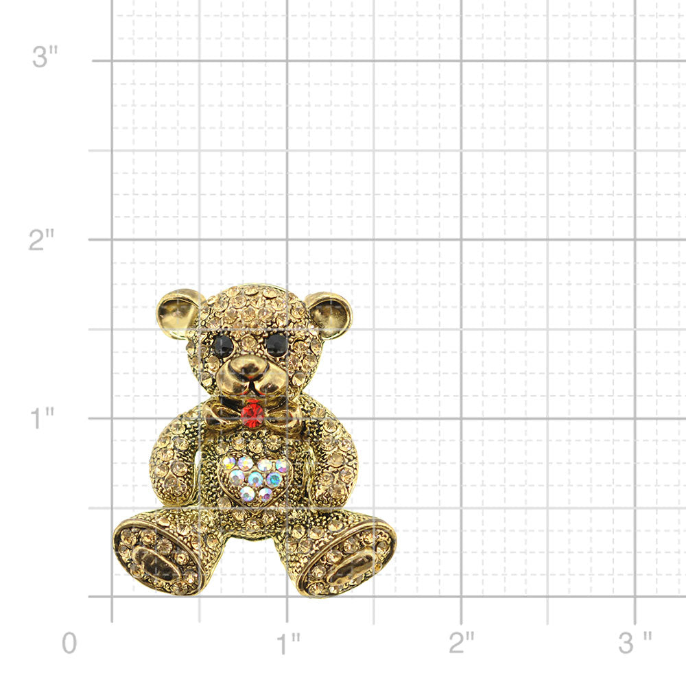Golden Teddy Crystal Pin Brooch