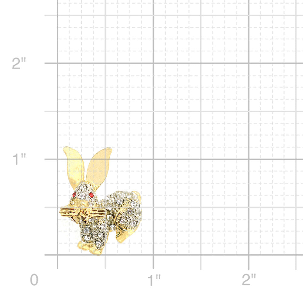 Golden Crystal Easter Bunny Pin Brooch