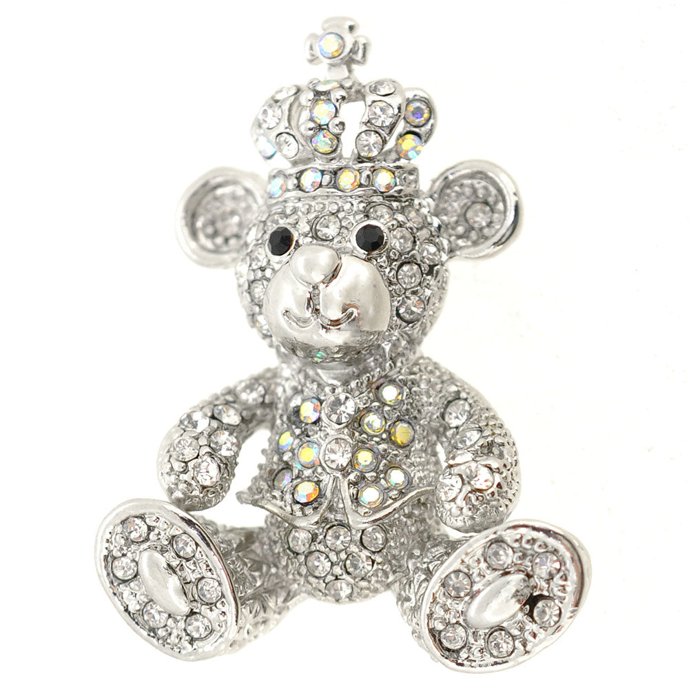 Bear With Crown Pin Brooch
