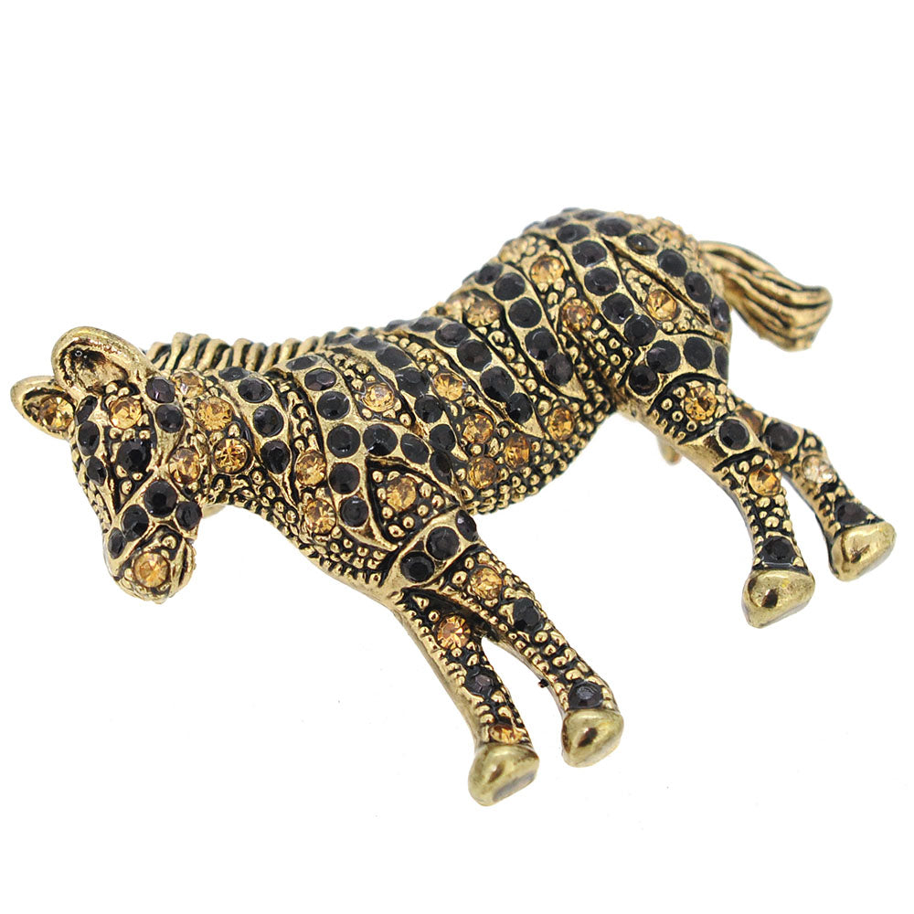 Golden Zebra Pin Brooch