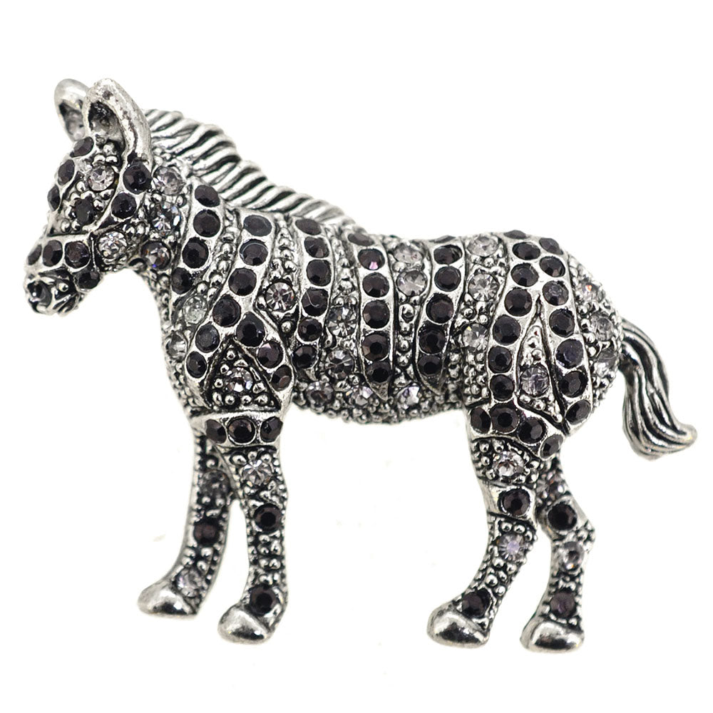 Silver Zebra Pin Brooch