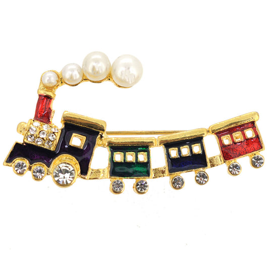 Pearl Train Pin Brooch