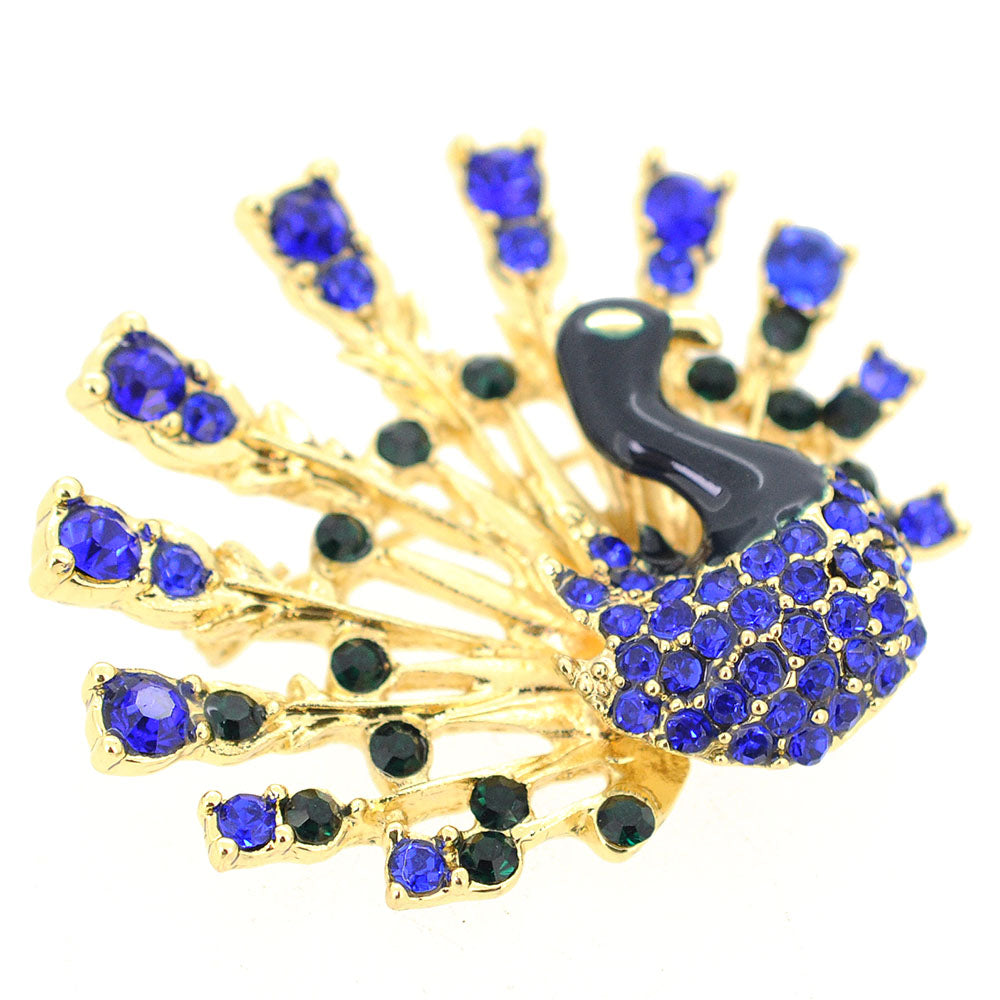 Blue/Green Crystal Peacock Brooch Pin