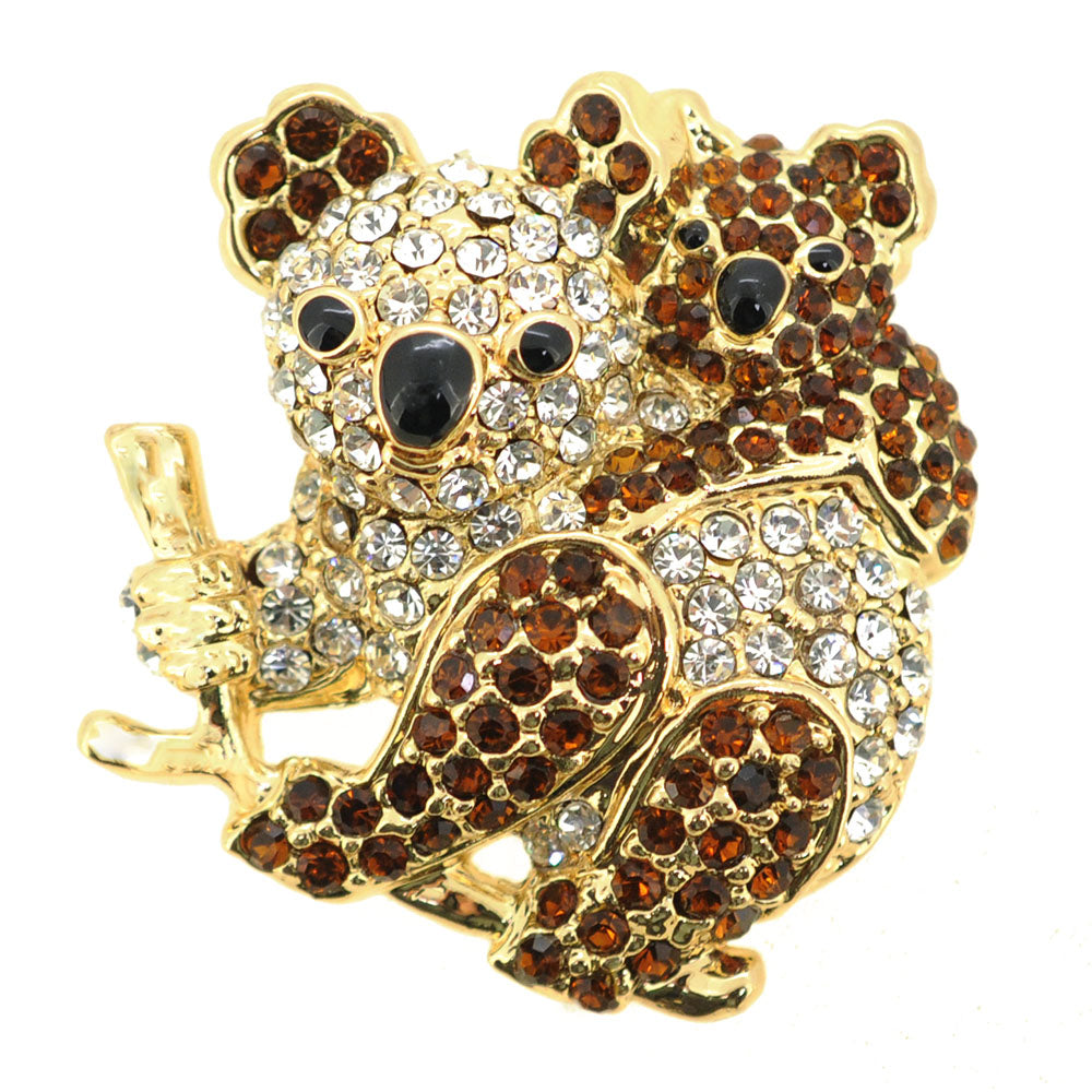 Crystal Mom And Baby Koala Brooch