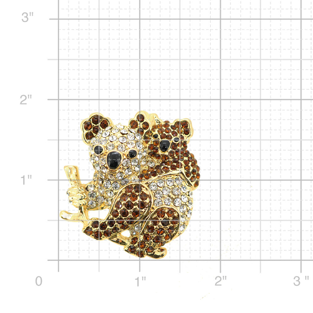 Crystal Mom And Baby Koala Brooch