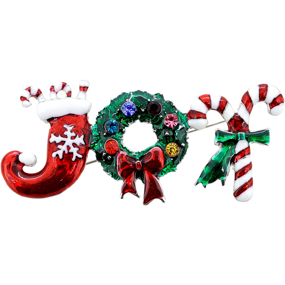 Christmas Joy Wreath Brooch Pin
