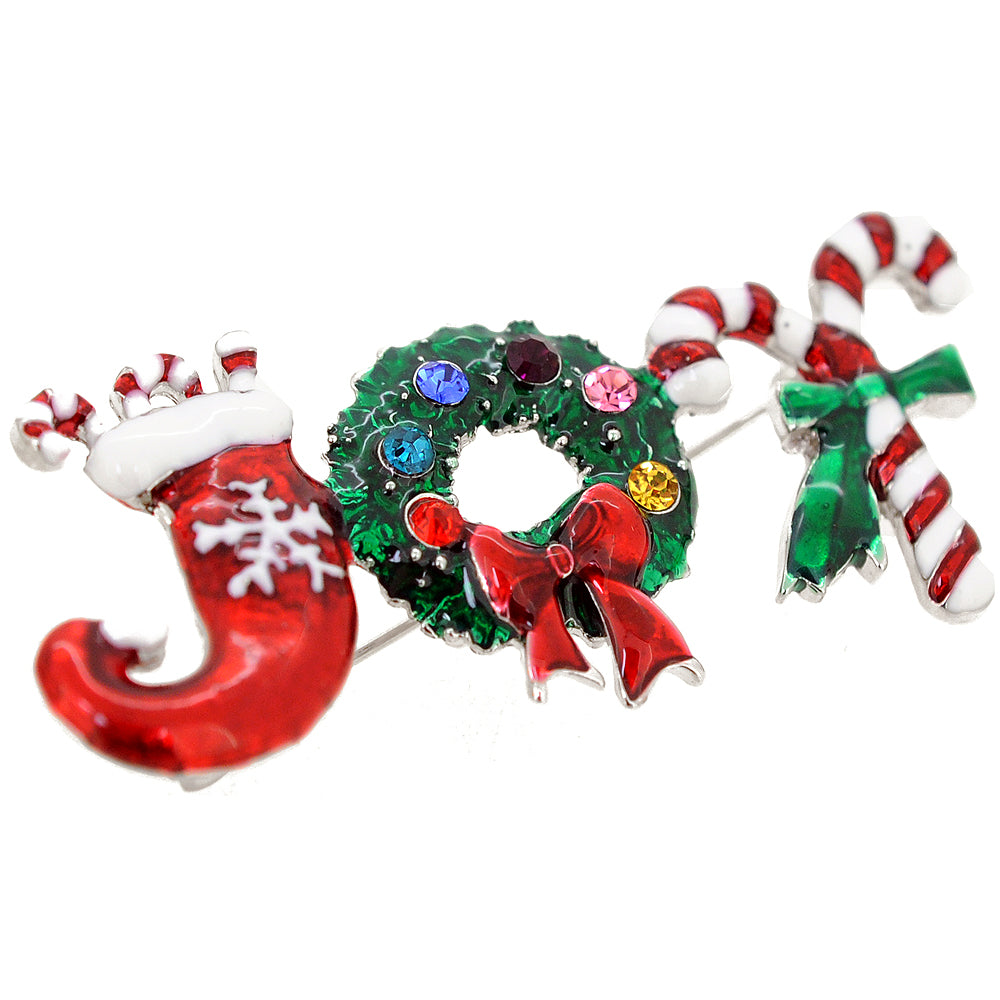 Christmas Joy Wreath Brooch Pin