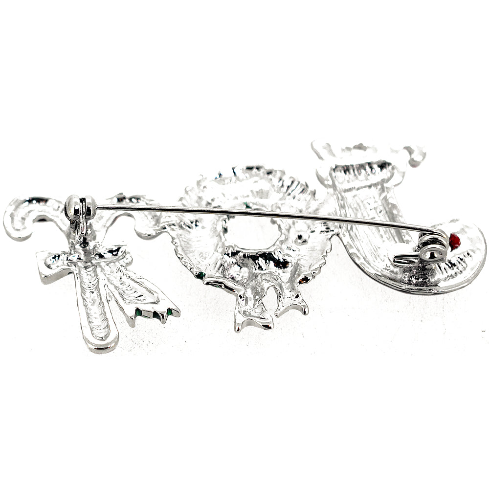 Christmas Joy Wreath Brooch Pin