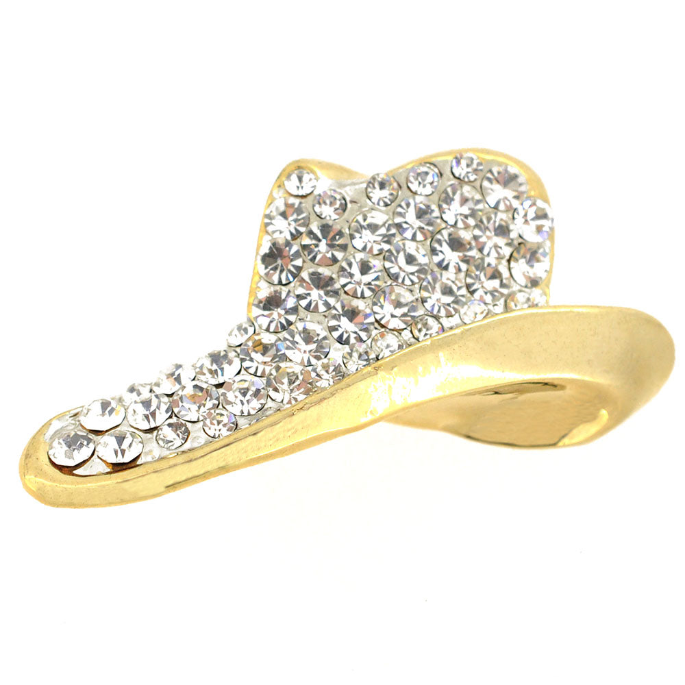 Golden Crystal Cowboy Hat Pin Brooch