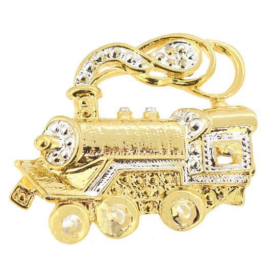 Golden Steamtrain Brooch Pin