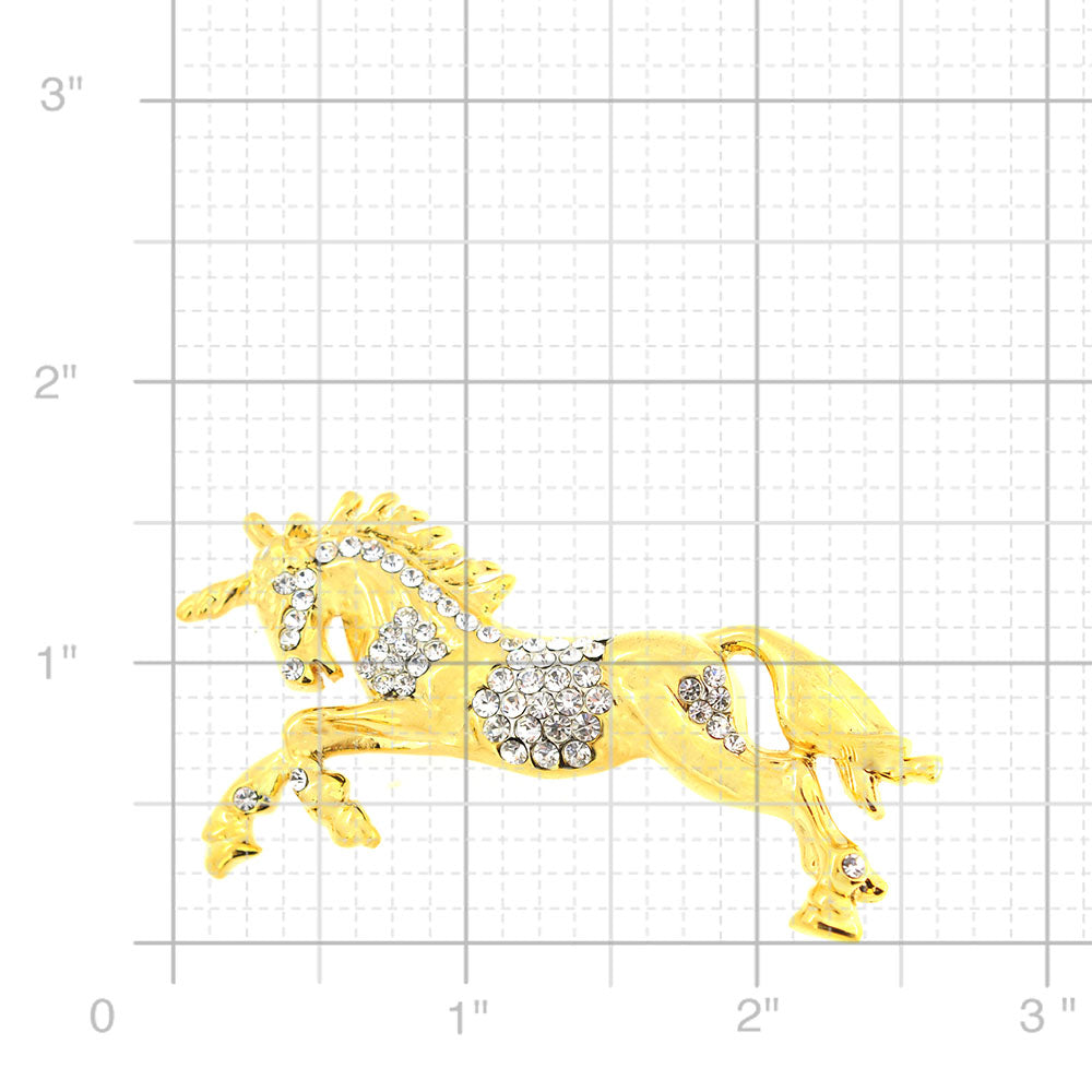 Gold Prancing Unicorn Brooch Pin