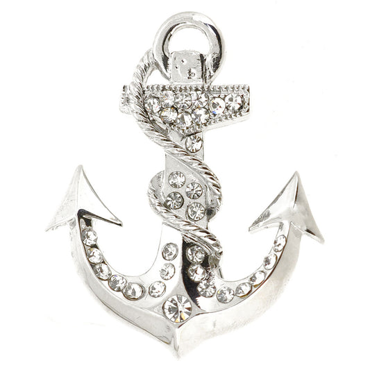 Sillver Wrapped Anchor Brooch Pin