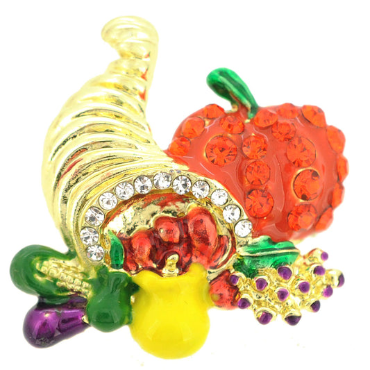 Golden Cornucopia Brooch Pin