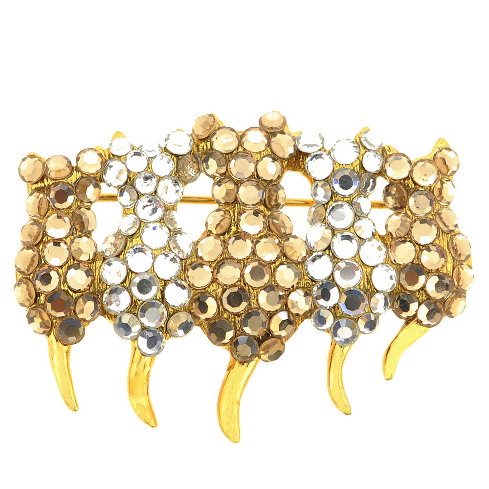 Golden Row of Kitties Brooch Pin