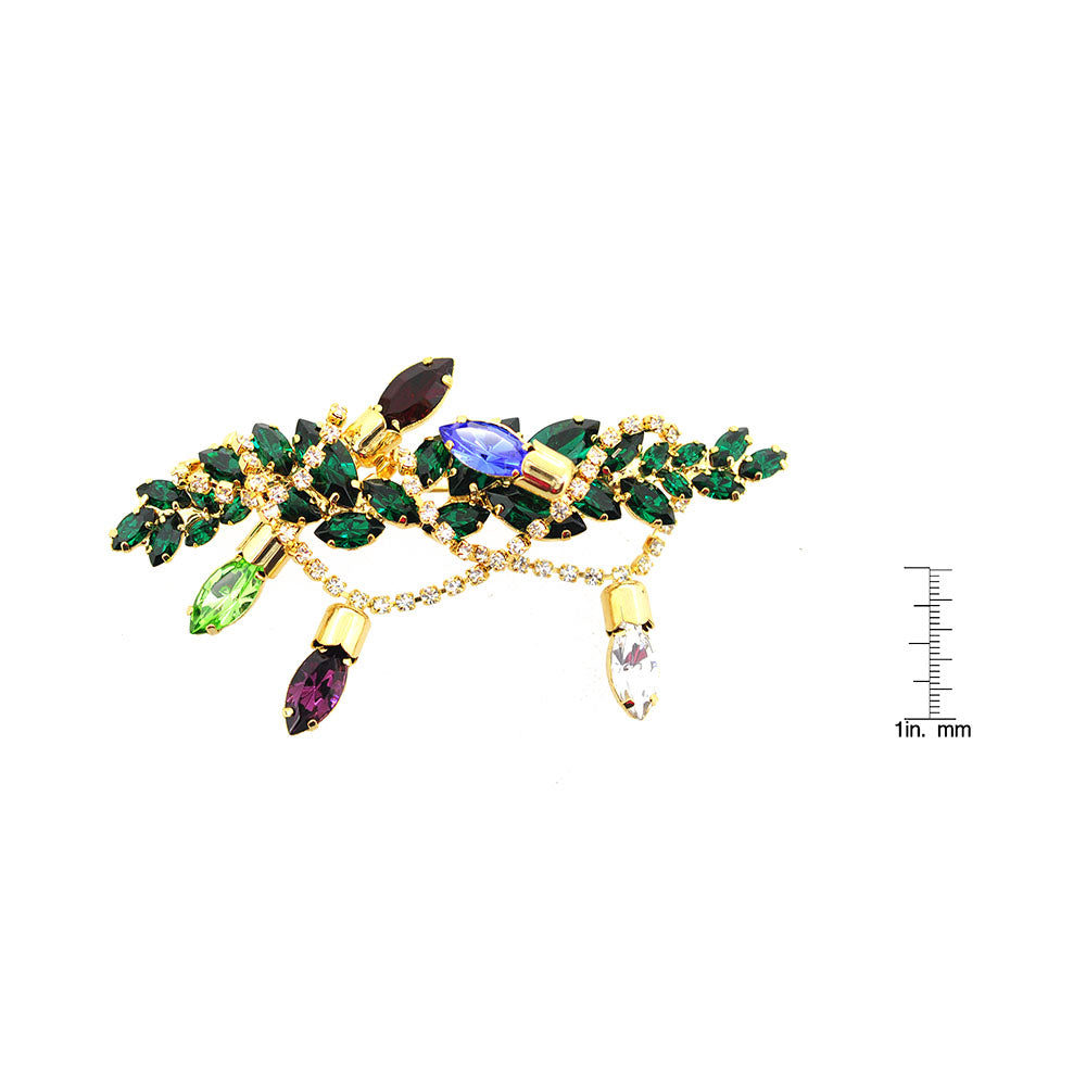 Christmas Light Draped Garland Brooch Pin