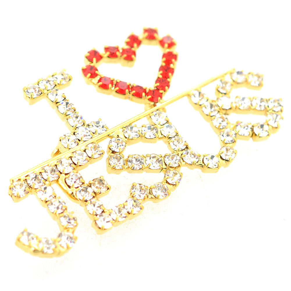 Red Heart I Love Jesus Brooch Pin