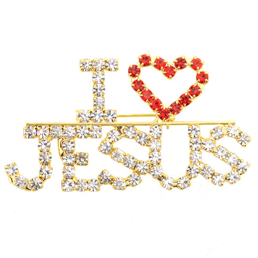 Red Heart I Love Jesus Brooch Pin