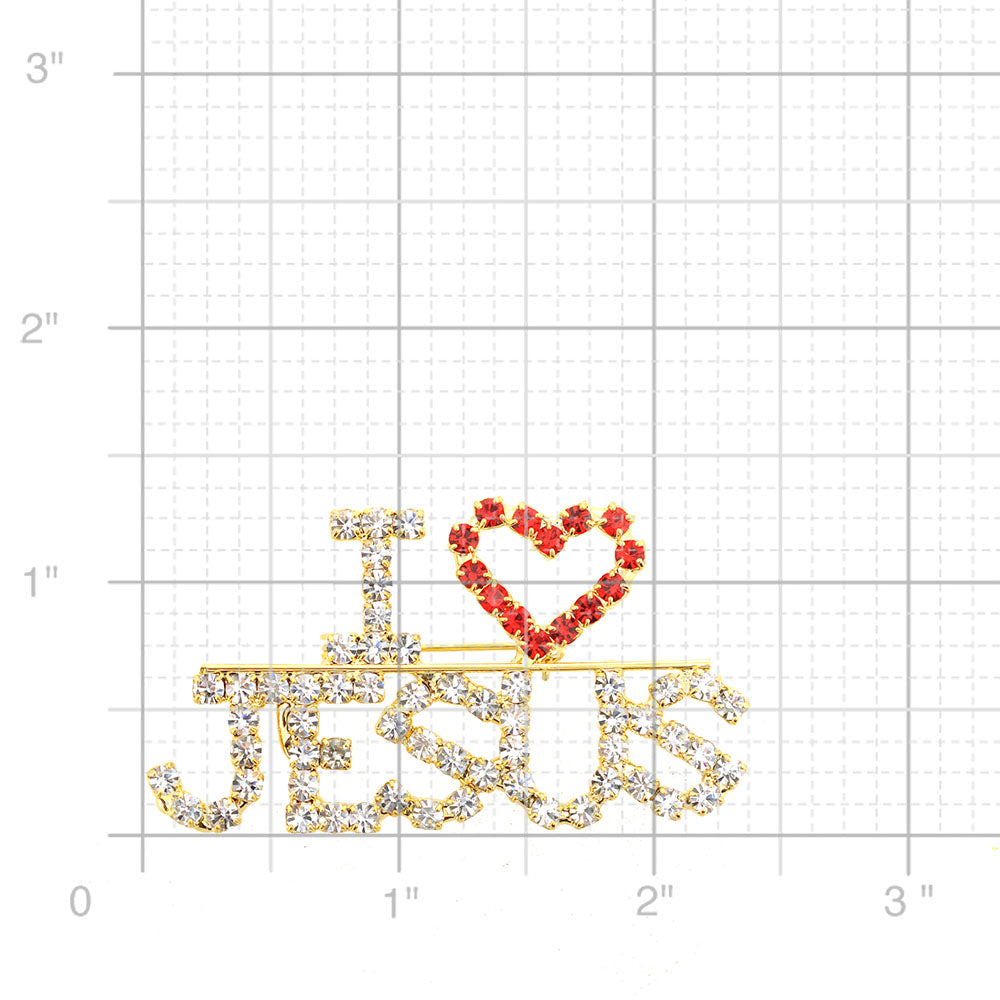 Red Heart I Love Jesus Brooch Pin
